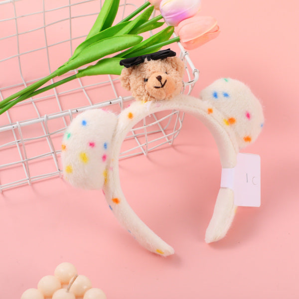 Fascia per capelli 3D con testa di orso dei cartoni animati
