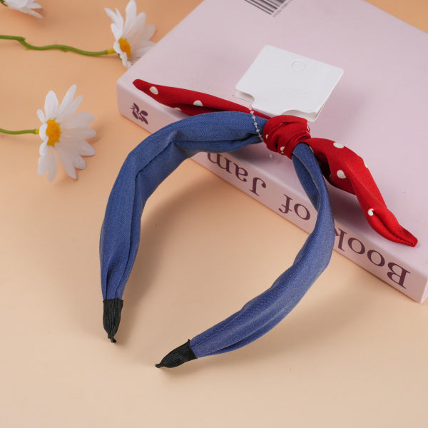 Fascia per capelli con fiocco serie blu e rossa