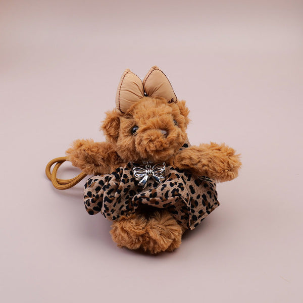 Portachiavi di peluche con stampa leopardata a forma di orso primaverile