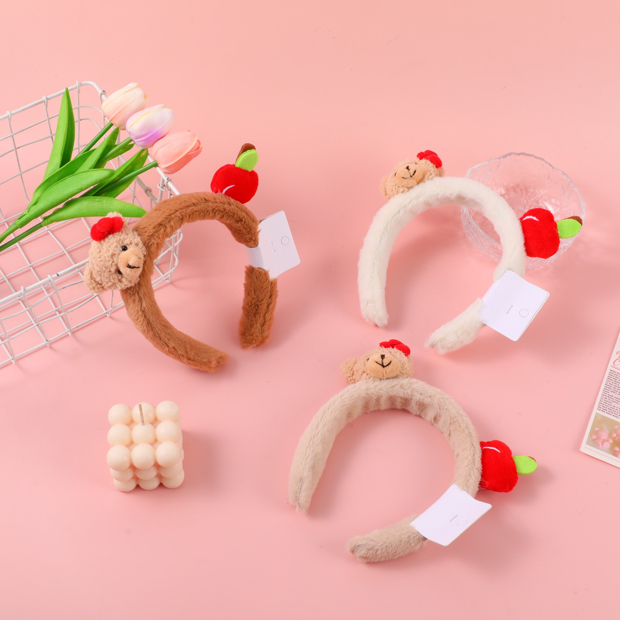Apple Series – Fascia per capelli con testa d'orso 3D