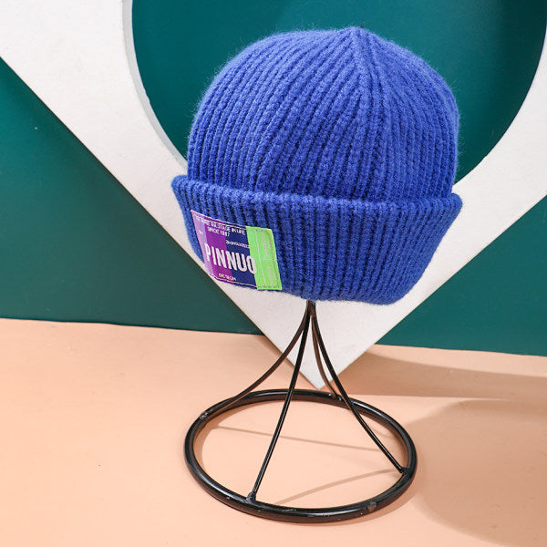 Cappello di lana con etichetta in tessuto inglese - blu zaffiro