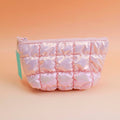 Borsa per il trucco in cotone con griglia a conchiglia - Rosa