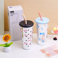 Tazza in vetro con specchio alla moda a pois - 800 ml