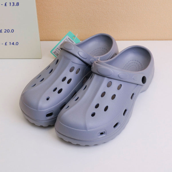 Crocs uomo ovali semplici in tinta unita, traforate, grigie, taglia 44
