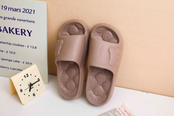 Simpatiche pantofole da uomo con stampa di orsetto, marroni, taglia 44-45