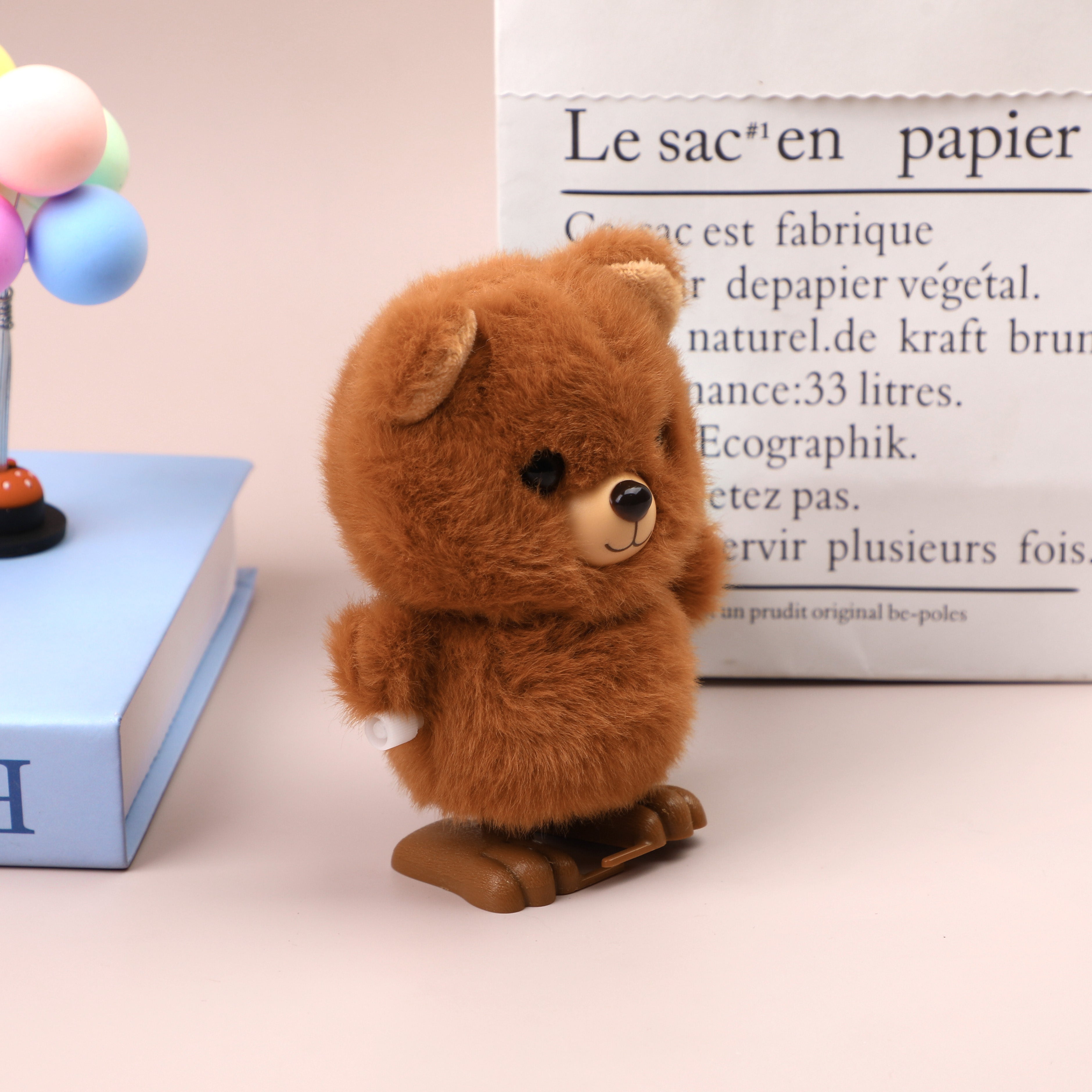 L0835 Q208 Peluche meccanico a forma di orso che cammina (orso) - Scatola espositiva personalizzata