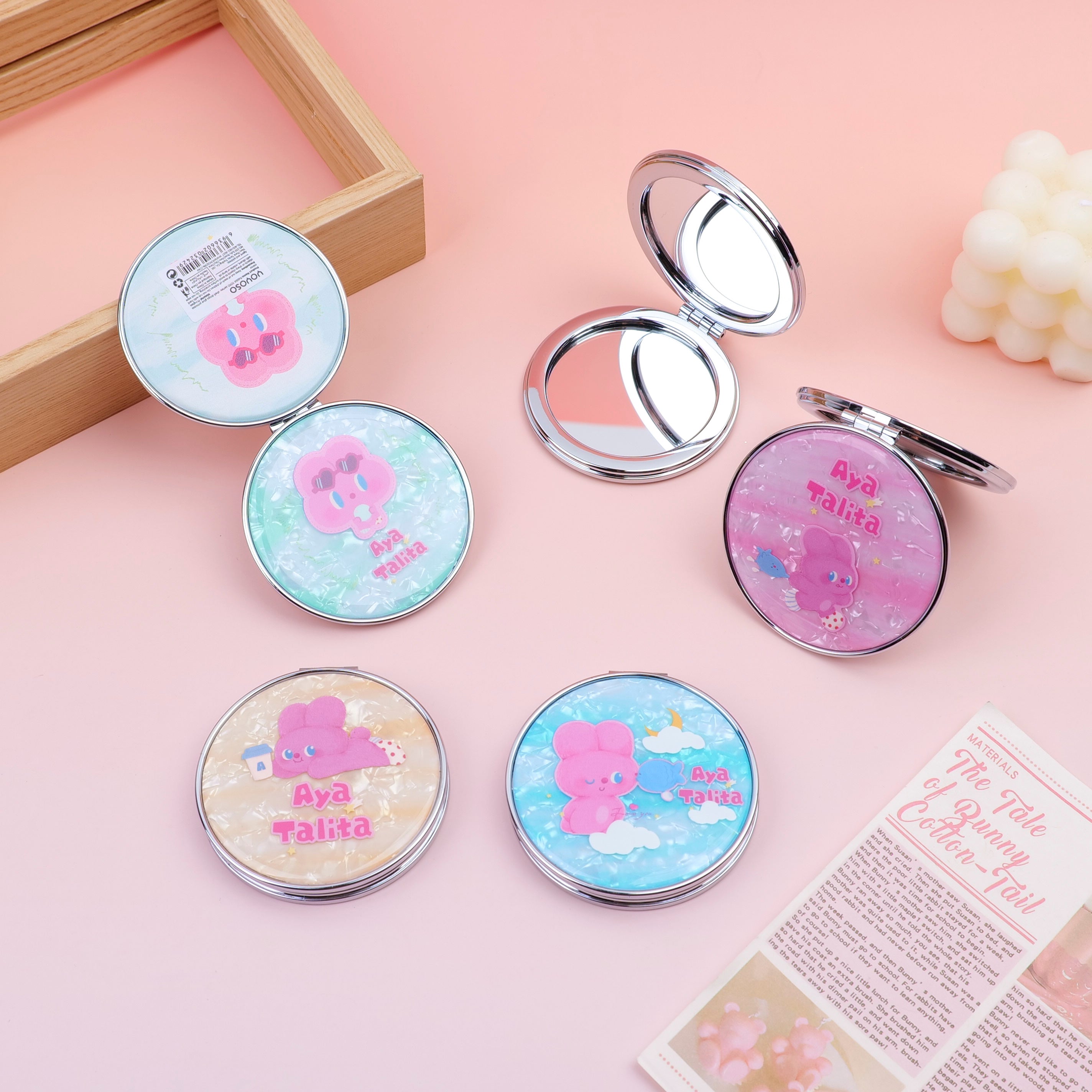 Serie Coniglio YOYO - specchio principessa con gocce di conchiglia e colla