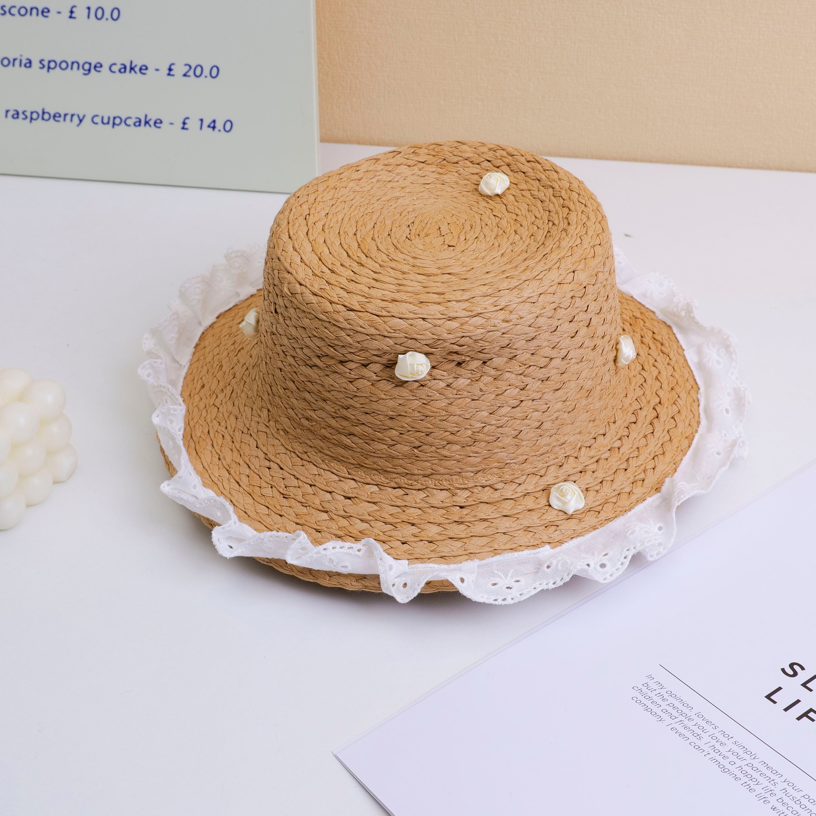 Cappello di paglia dei figli dei fiori - Cachi