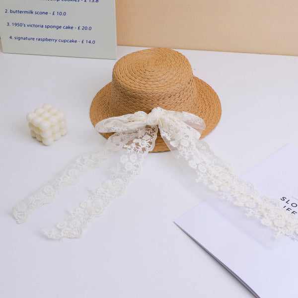 Cappello di paglia per bambini con fiocco grande - Cachi