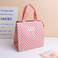 Borsa per il pranzo quadrata della serie Checkered - Rosa