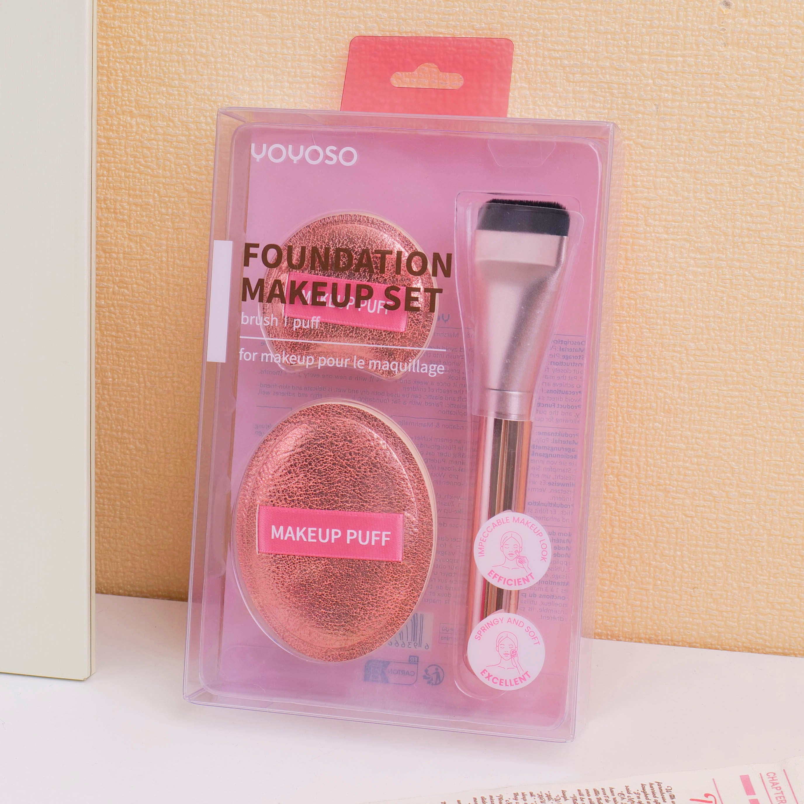 Set di 3 pennelli per fondotinta One-line e base per il trucco Marshmallow