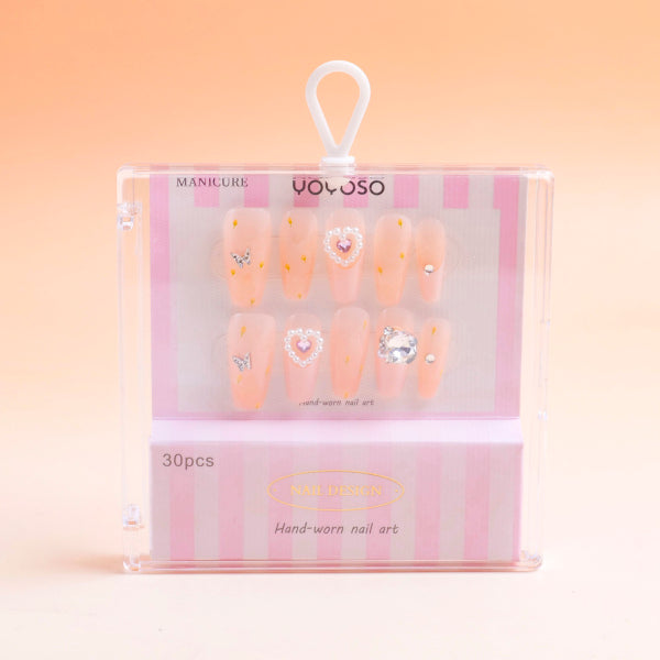 Unghie finte Sweet Promise - Farfalla a forma di cuore, 30 pezzi