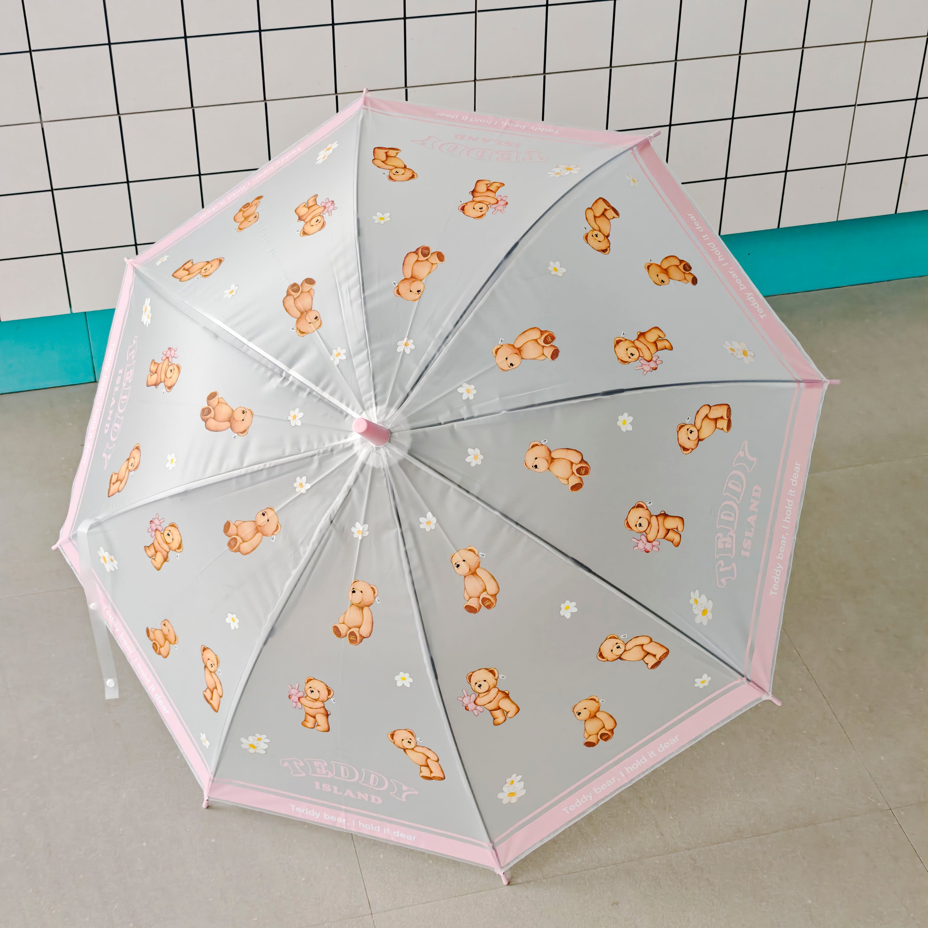 Ombrello dritto serie TEDDY ISLAND – Rosa