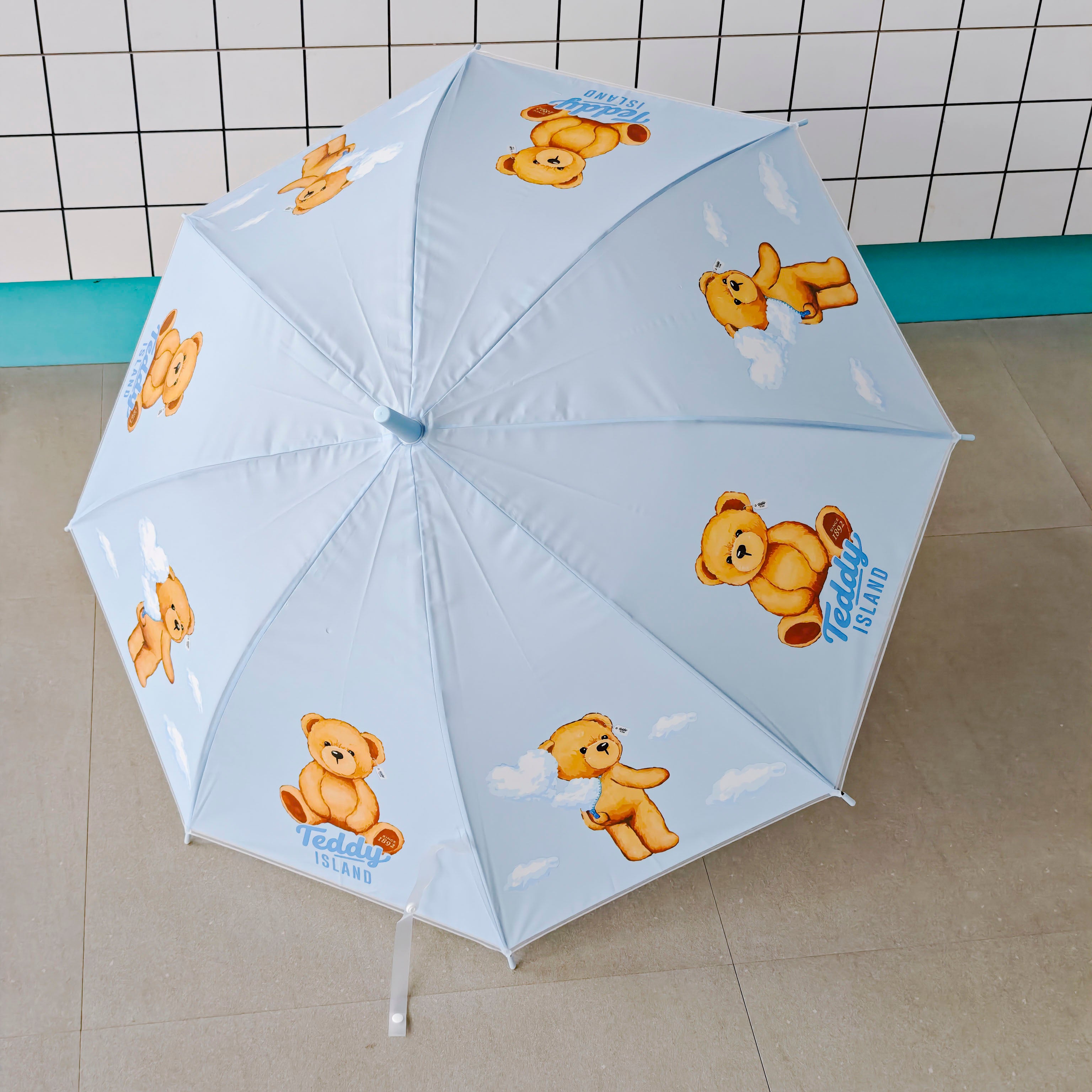 Ombrello dritto serie TEDDY ISLAND – Blu