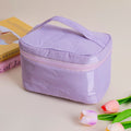 Borsa cosmetica a forma di farfalla con coperchio sollevabile - viola