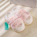 Ciabatte da donna in cotone con fiocco e punta aperta, rosa, 38-39
