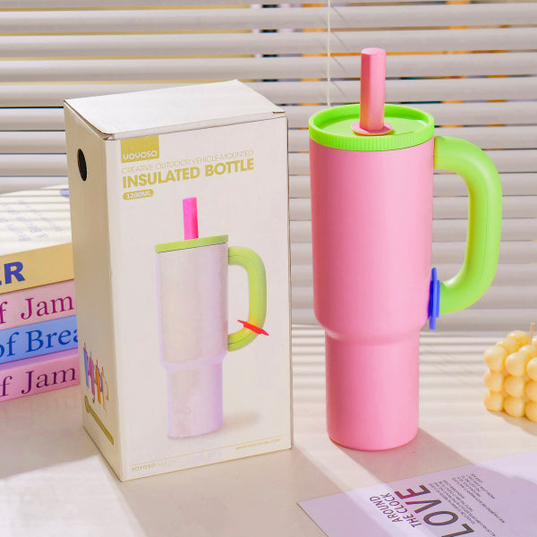 HS-BWB6001 Bottiglia termica creativa da montare sul veicolo per esterni, 1,2 l, rosa