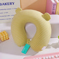 Cuscino a forma di U con orecchie a quadri – Verde