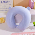 Cuscino a forma di U con orecchie a quadri – Blu