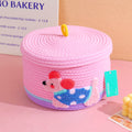 Cestino portaoggetti in corda di cotone a forma di cane a pois