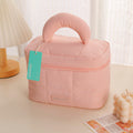 Borsa cosmetica con chiusura a ribalta e motivo a nuvola - Rosa