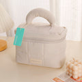 Borsa cosmetica con chiusura a ribalta e motivo a nuvole - Beige