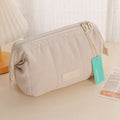 Borsa porta cosmetici con struttura in acciaio e motivo a nuvola - Beige