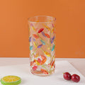bicchiere in vetro con foglie dipinte - 400 ml