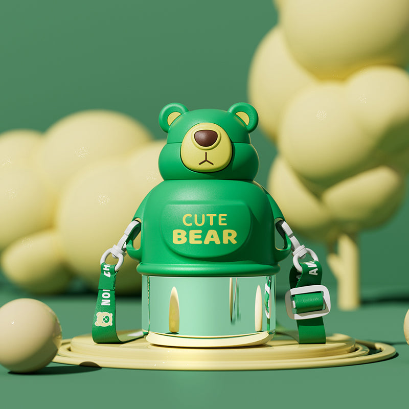 borraccia termica simpatico orso da 550 ml-verde