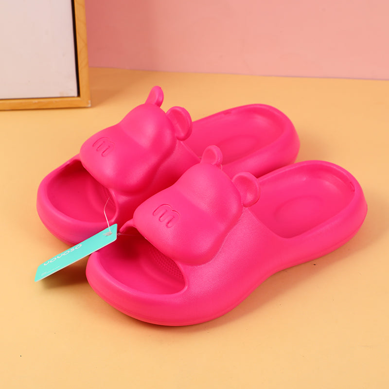 Ciabatte da donna con orsetto e lettera M, taglia 40-41, colore rosso rosa