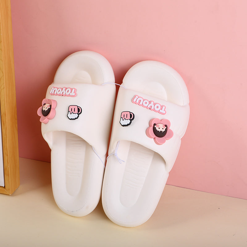 Simpatiche pantofole da donna con coppia di cartoni animati, taglia 40-41 (bianco crema)