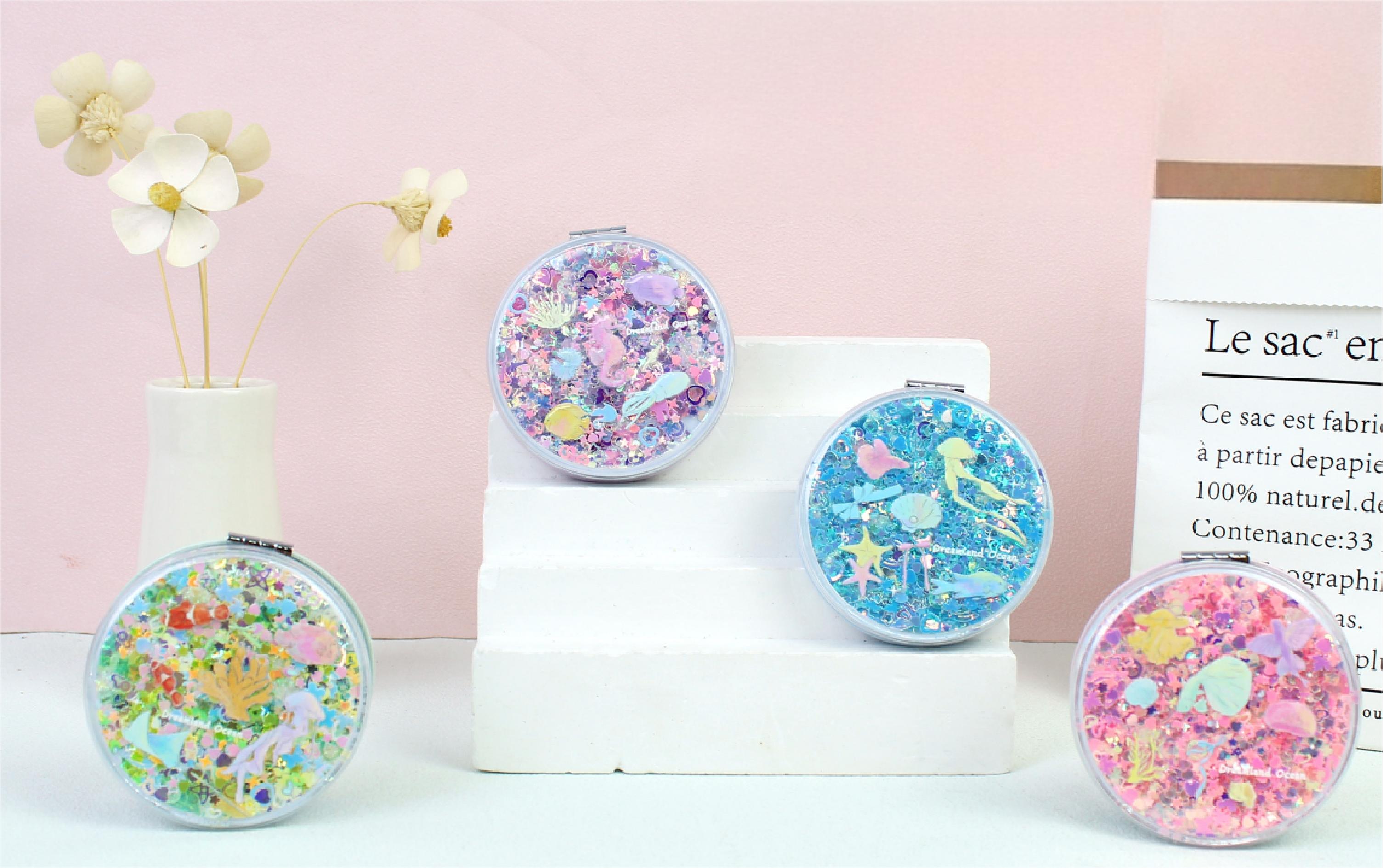 Specchio rotondo con strass serie Ocean