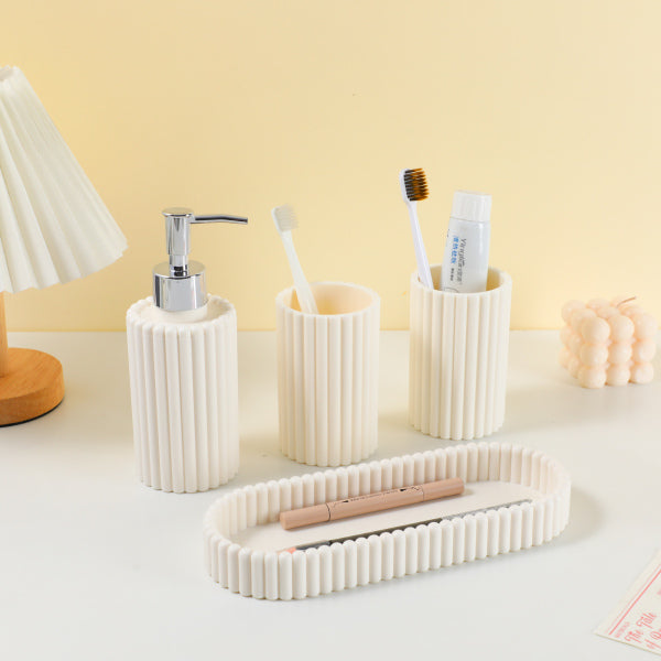 Serie Vertical Stripe - Set da toeletta da 4 pezzi